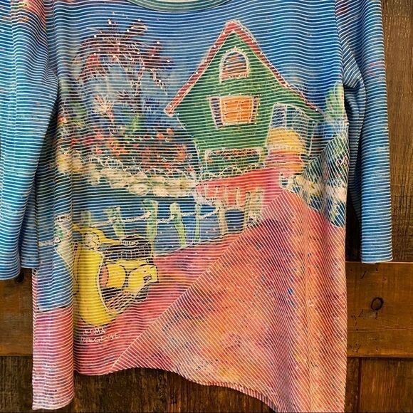 Leoma Lovegrove Sz S Blue Summer Key West House & Scooter Scoop Neck Tunic - Picture 4 of 7